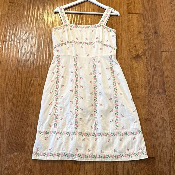 Coldwater Creek white embroidered floral tank dress size 6 - Picture 7 of 11
